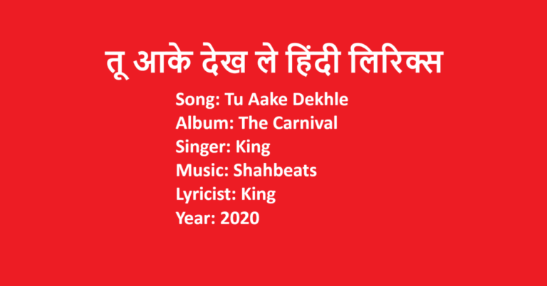 Tu Aake Dekhle Lyrics in Hindi | The Carnival | King | LovHind