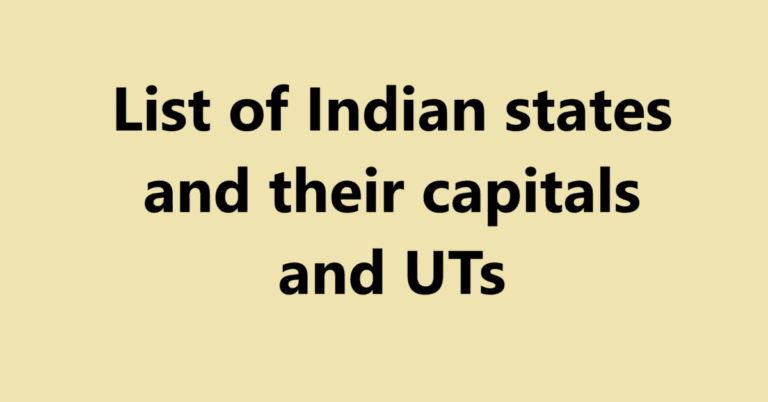 List of Indian states and their capitals and UTs