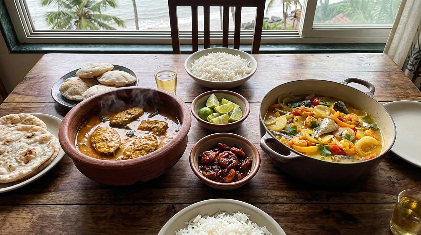Goan Fish Curry, Prawn Balchao, and Caldeirada (fish stew)