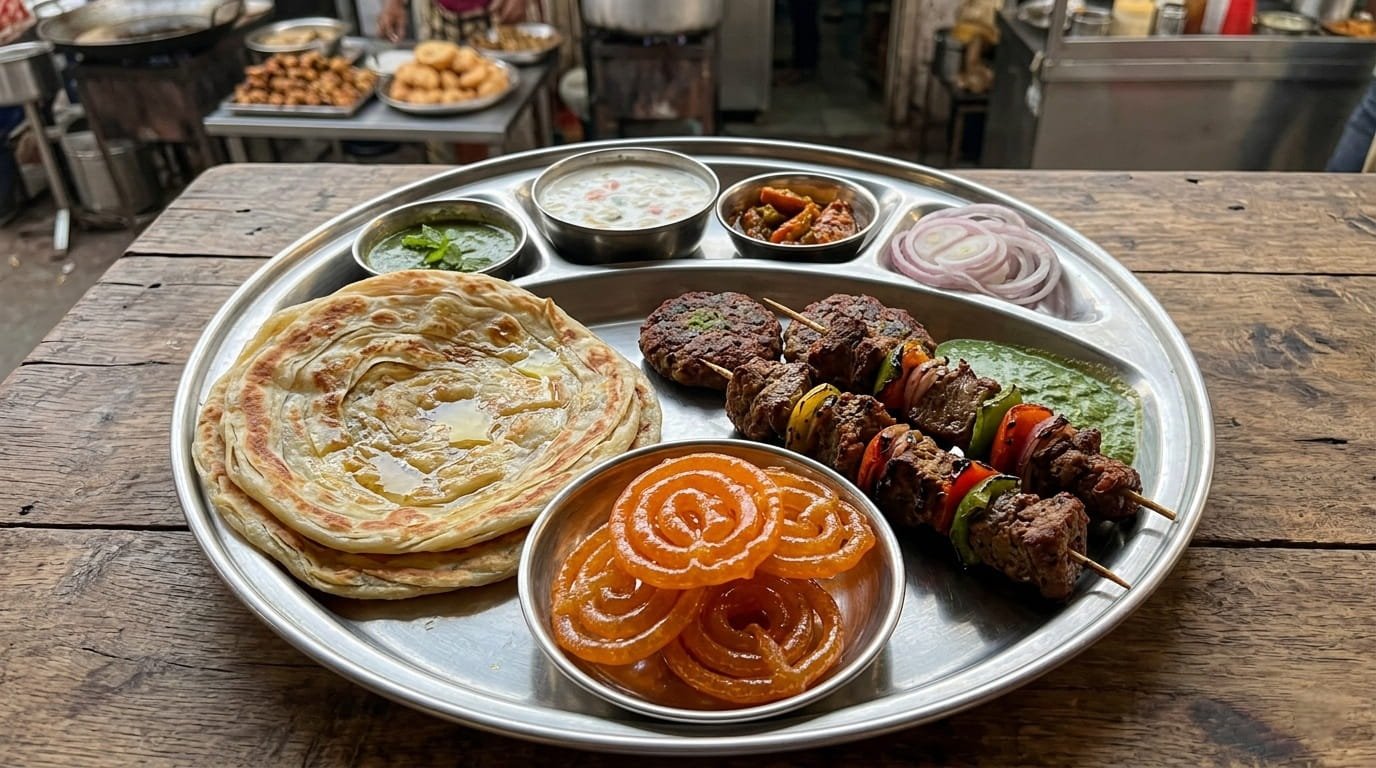 Parathe Kebabs and Jalebi